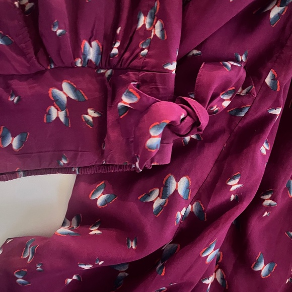 Free People Pretty Dayz 2-Piece Set Magenta Butterfly Print Size M EUC #bohochic - Picture 3 of 7